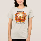 Dankdag Bosdieren Herfstbladeren Tri-Blend Shirt (Voorkant)