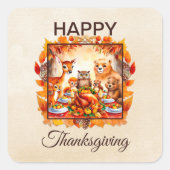 Dankdag Bosdieren Herfstbladeren Vierkante Sticker (Voorkant)
