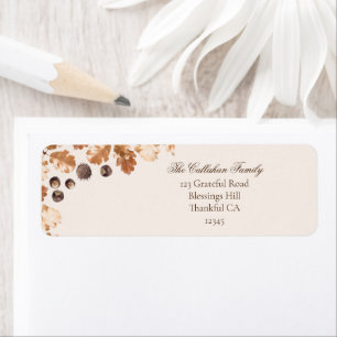 Dankdag Bruine Herfstbladeren & Kastanjes Frame Etiket