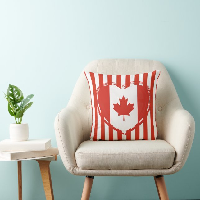 Dankdag Canada – Rode hart en strepen  Kussen (Stoel)