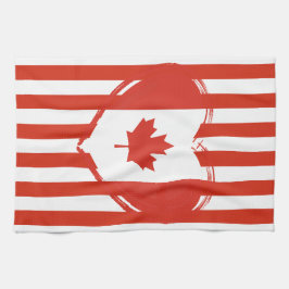 Dankdag Canada – Rode hart en strepen Theedoek