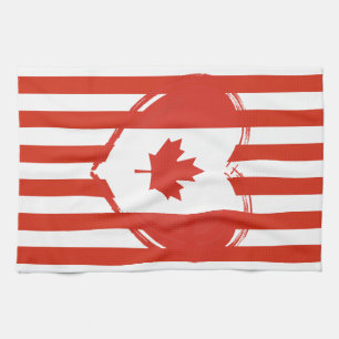 Dankdag Canada – Rode hart en strepen Theedoek