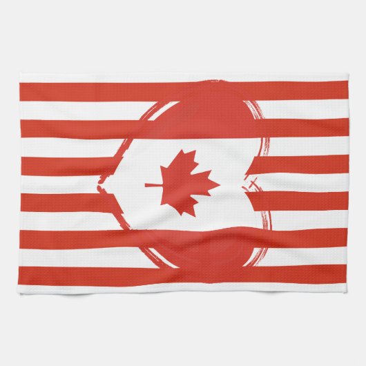 Dankdag Canada – Rode hart en strepen Theedoek (Horizontaal)