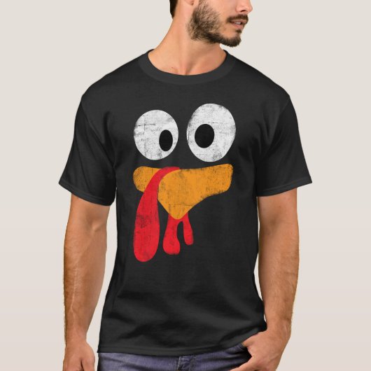 Dankdag Cartoon Grappige Kalkoengezicht T-shirt (Voorkant)