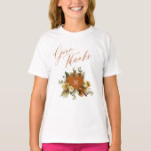 Dankdag dank script herfst bladeren kinderen t-shirt (Voorkant)