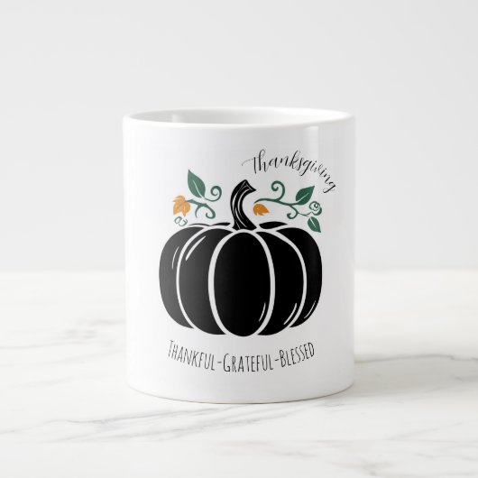 Dankdag,Dankbaar Gezegend Grote Koffiekop (Voorkant)