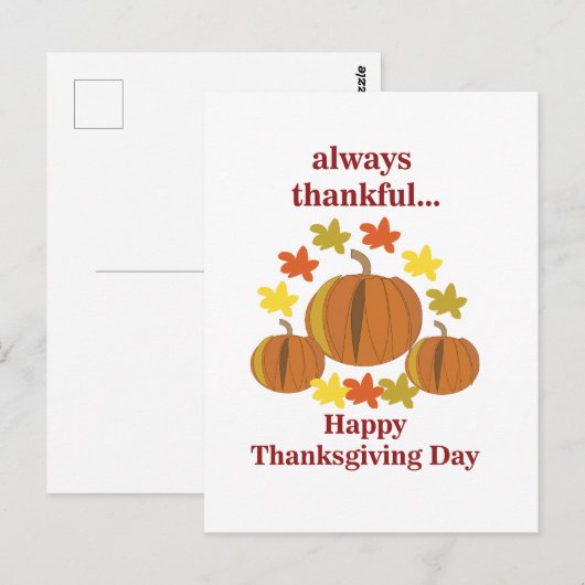 Dankdag Dankbaar Pompoen Herfst Briefkaart (Voorkant / Achterkant)
