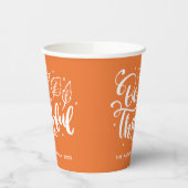 Dankdag Dankbaar Script Oogst Oranje Papieren Bekers (Links)