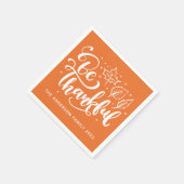 Dankdag Dankbaar Script Oogst Oranje Servet (Hoek)