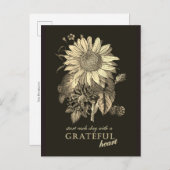 Dankdag Dankbaar Vintage Zonnebloem Bloemen Briefkaart (Voorkant / Achterkant)