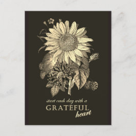Dankdag Dankbaar Vintage Zonnebloem Bloemstuk Briefkaart