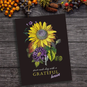 Dankdag Dankbaar Vintage Zonnebloem Bloemstuk Briefkaart