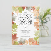 Dankdag-diner Herfstbladeren Rustiek diner Kaart (Staand voorkant)