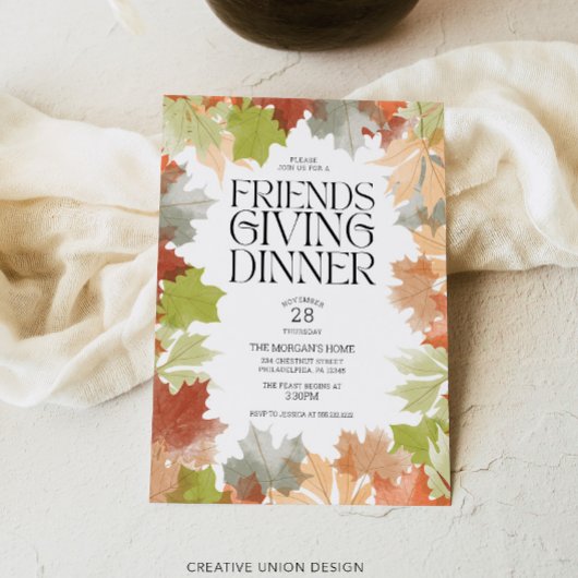 Dankdag-diner Herfstbladeren Rustiek diner Kaart
