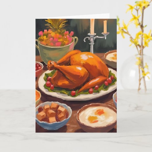 Dankdag diner kaart (Gele Bloem)
