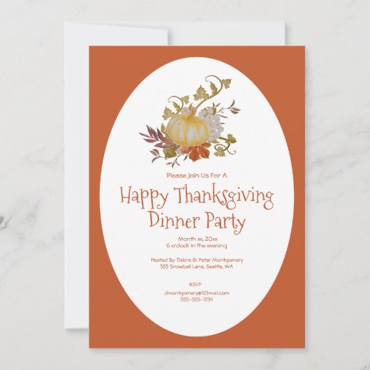 Dankdag dinerfeest kaart (Voorkant)