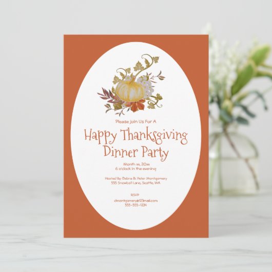 Dankdag dinerfeest kaart (Staand voorkant)