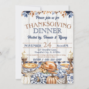 Dankdag Dinner Familie Vrienden Kaart