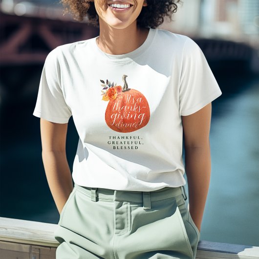 Dankdag Dinner Oranje Pompoen Herfst Bloemig T-shirt