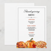 Dankdag Dinner Pompoentaart Herfst Vakantie Menu (Voorkant / Achterkant)