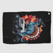 Dankdag Dinosaurus T-Rex Monstertruck Golfhanddoek (Horizontaal)