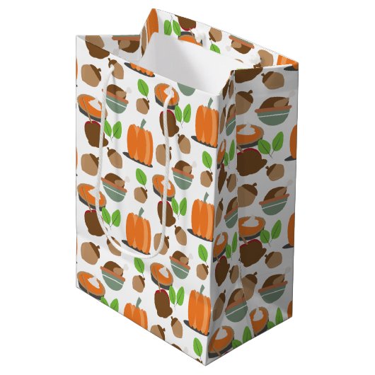 Dankdag Eet Thema Patroon Medium Cadeauzakje (Voorkant Gekanteld)