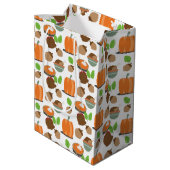Dankdag Eet Thema Patroon Medium Cadeauzakje (Achterkant Gekanteld)