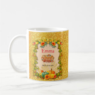 Dankdag, Esdoornbladeren, pompoenen en bloemen Koffiemok