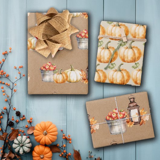 Dankdag Geef Dank Pompoenen Appels Inpakpapier Vel