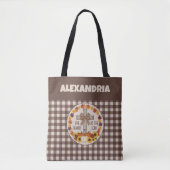 Dankdag Geef de Heer Dank Bruine Plaid Tote Bag (Voorkant)