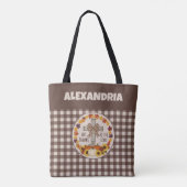 Dankdag Geef de Heer Dank Bruine Plaid Tote Bag (Achterkant)
