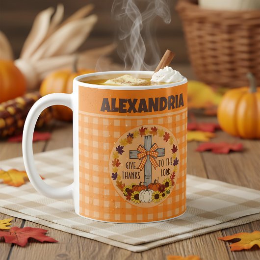Dankdag Geef de Heer Dank Oranje Plaid Koffiemok