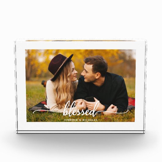 Dankdag Gezegende Script Foto Blok (Voorkant)