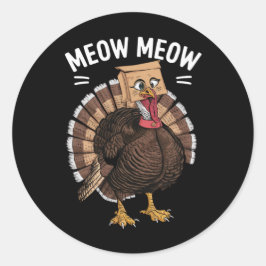 Dankdag Grappige Kalkoen Kat Miauw Herfst Ronde Sticker