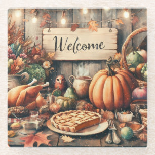 Dankdag/Herfst/Vallei/Retro Glazen Onderzetter