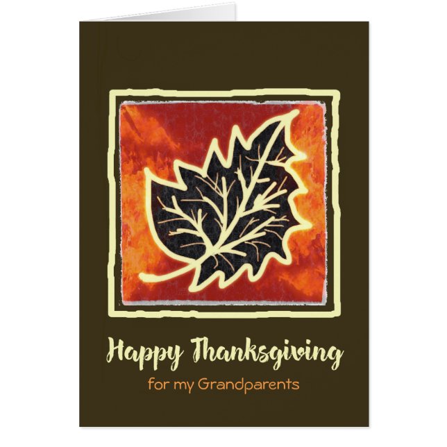 Dankdag Herfstbladkaart voor Grootouders (Voorkant)