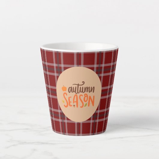 Dankdag,Herfstseizoen Script,Gecheckerd,Modern Latte Mok (Voorkant)