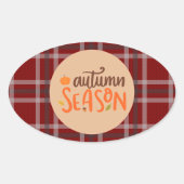 Dankdag,Herfstseizoen Script, Geruit Ovale Sticker (Voorkant)
