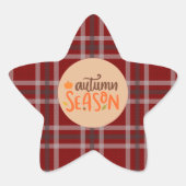 Dankdag,Herfstseizoen Script, Geruit Ster Sticker (Voorkant)