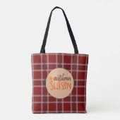 Dankdag,Herfstseizoen Script, Geruit Tote Bag (Achterkant)