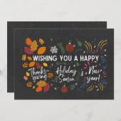 DANKDAG, KERST, NIEUWJAAR | Multi Feestdag Feestdagenkaart (Voorkant / Achterkant)