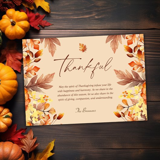 Dankdag Landelijk Herfstbladeren Dankbaar Feestdagenkaart