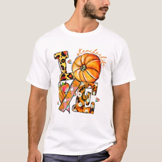 Dankdag Leraar Leven Pompoen T-shirt (Voorkant)