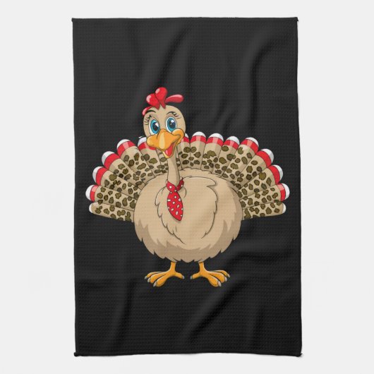 Dankdag Luipaard Kalkoen Dankdag Herfst  Theedoek (Verticaal)