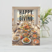 Dankdag met kalkoen save-the-date uitnodiging (Staand voorkant)
