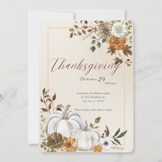 Dankdag Pompoen & Herfst Feestdagenkaart (Voorkant)