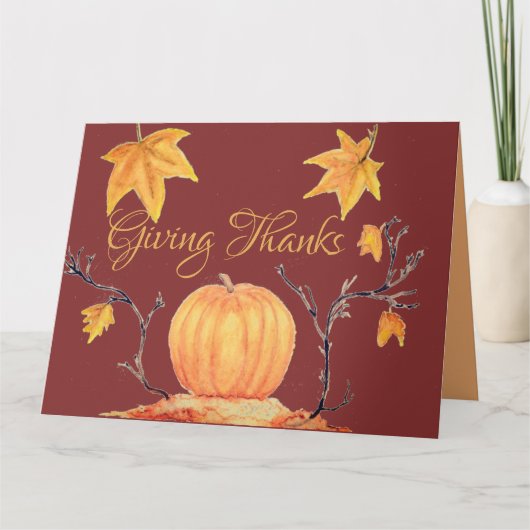 Dankdag Pompoen Waterverf Kaart (Voorkant)