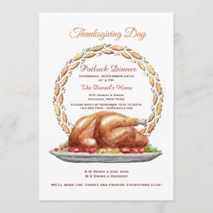 Dankdag Potluck Diner Uitnodiging