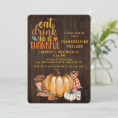 Dankdag Potluck Eten Moderne Herfst Aquarel Kaart (Staand voorkant)