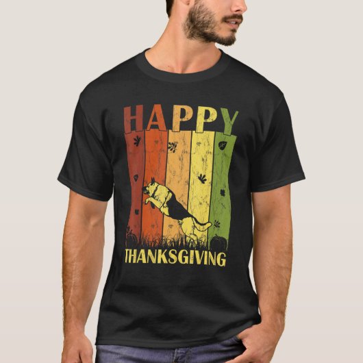Dankdag Retro Duitse Herdershond Dankdag T-shirt (Voorkant)
